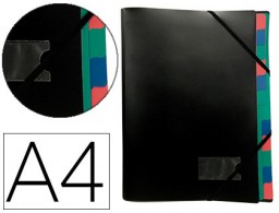 Carpeta clasificadora Liderpapel 12 departamentos A4 polipropileno negro